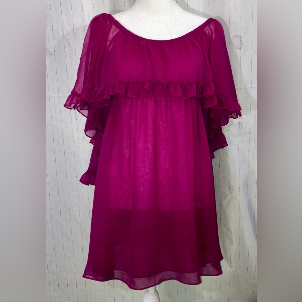 Free People Hot Raspberry Purple Cape Ruffle Dress size S